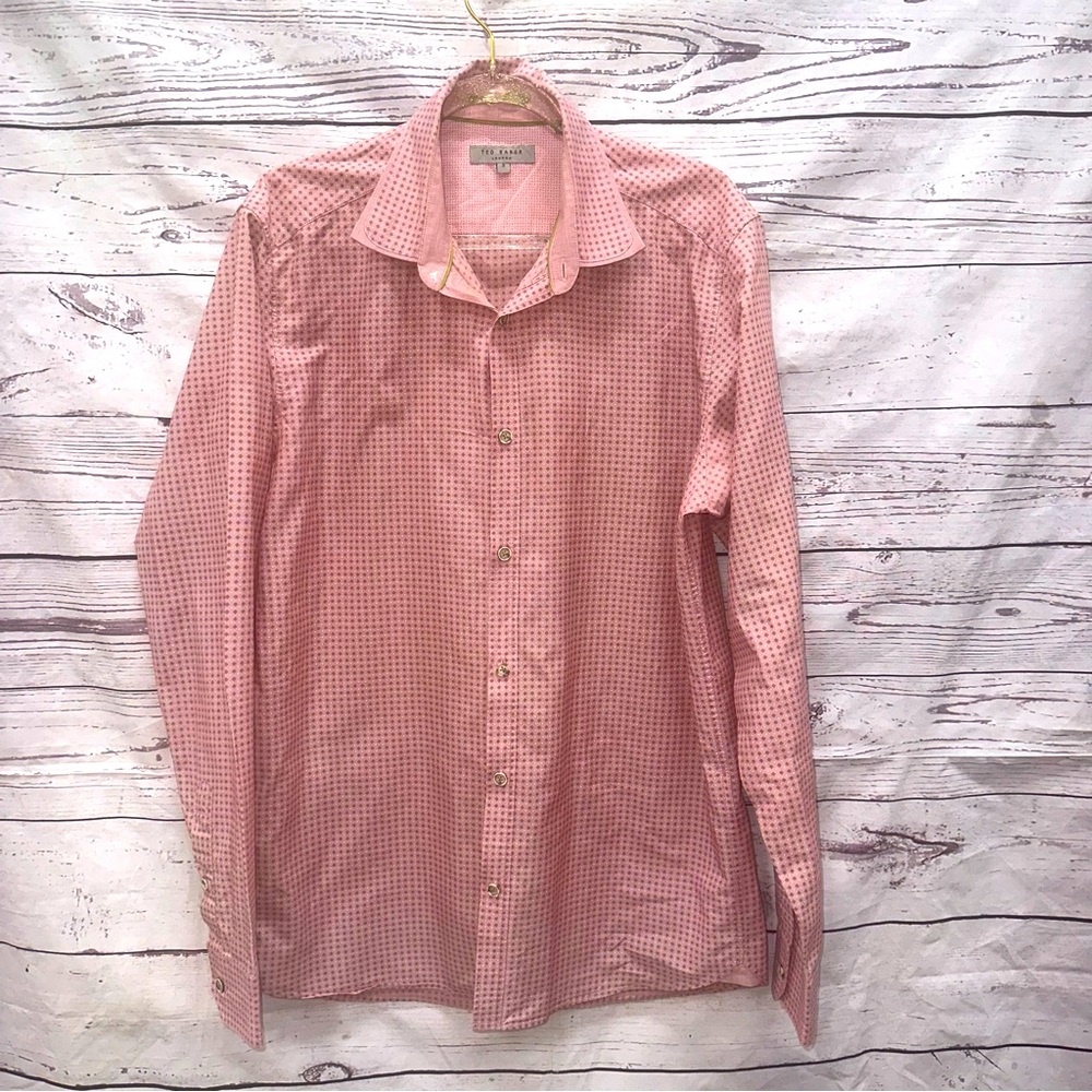 Ted Baker Pink Men's Collared Shirt Size 3